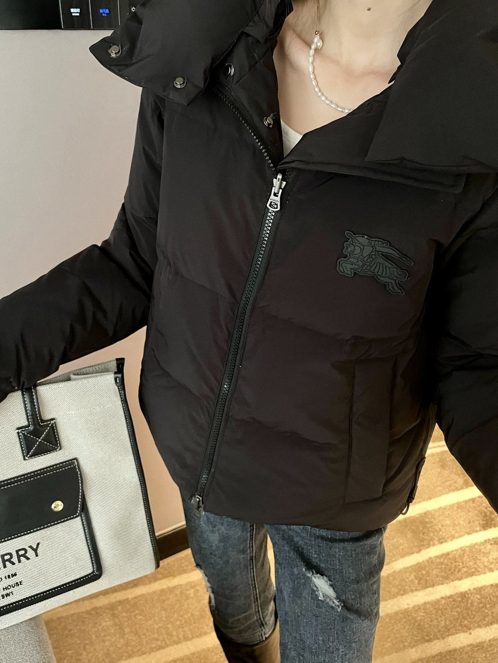 Burberry Checked-Panel Hooded Puffer Jacket