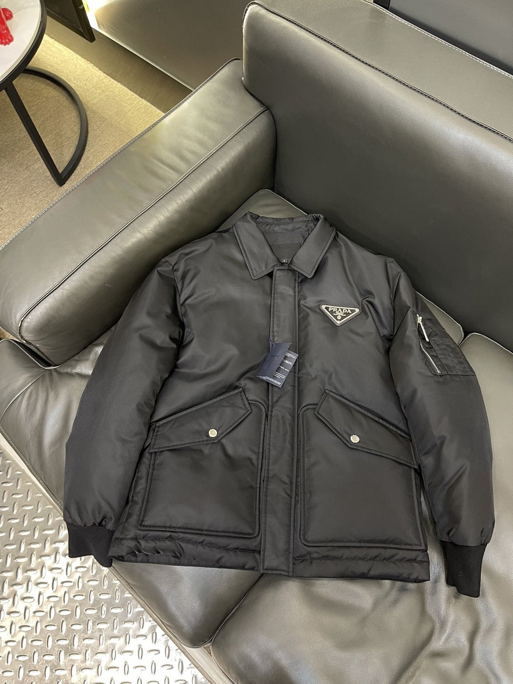 Prada Black Padded Zip-Front Puffer Jacket