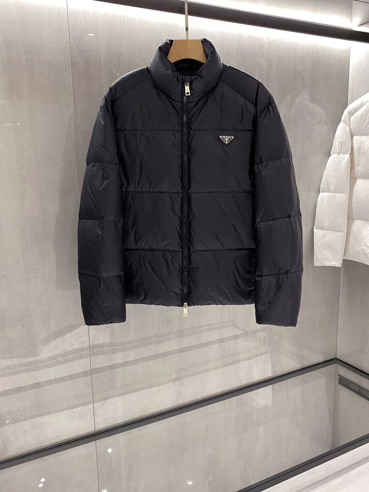 Prada Quilted Triangle Badge Puffer Jacket