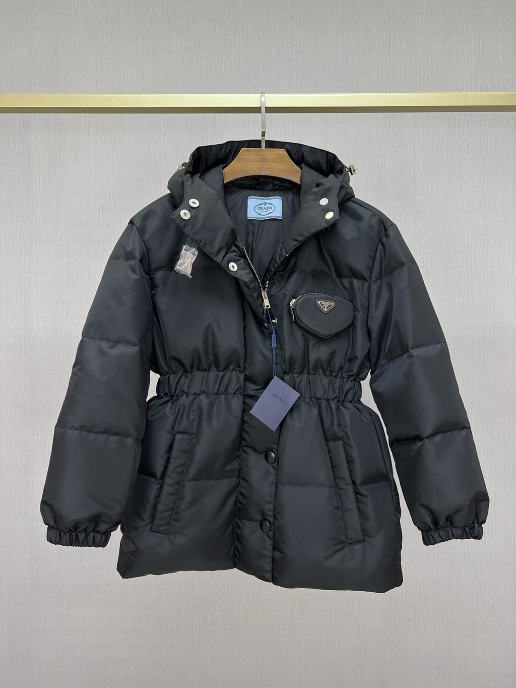 Prada Hooded Gathered-Waist Puffer Jacket
