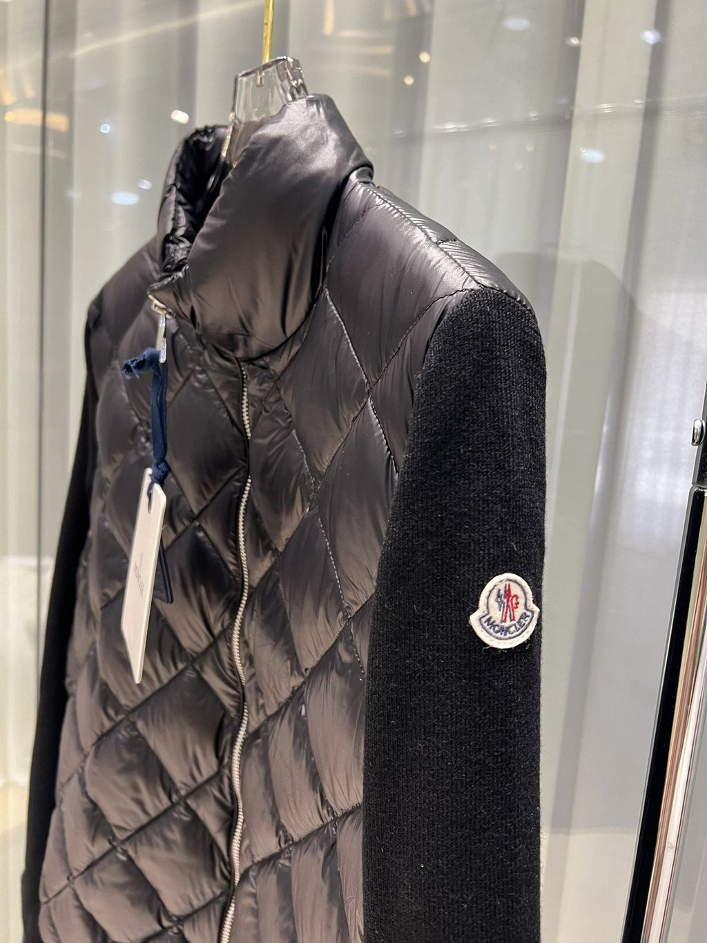 Moncler Diamond-Quilted Knit Sleeve Jacket