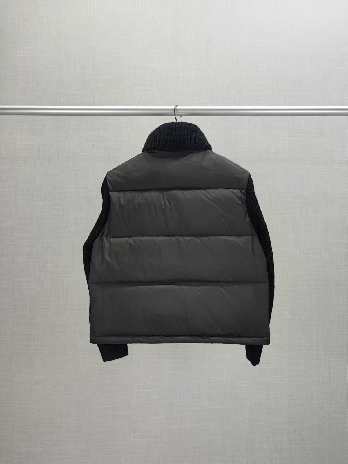 Moncler Women's High-Collar Knit-Sleeve Down Jacket