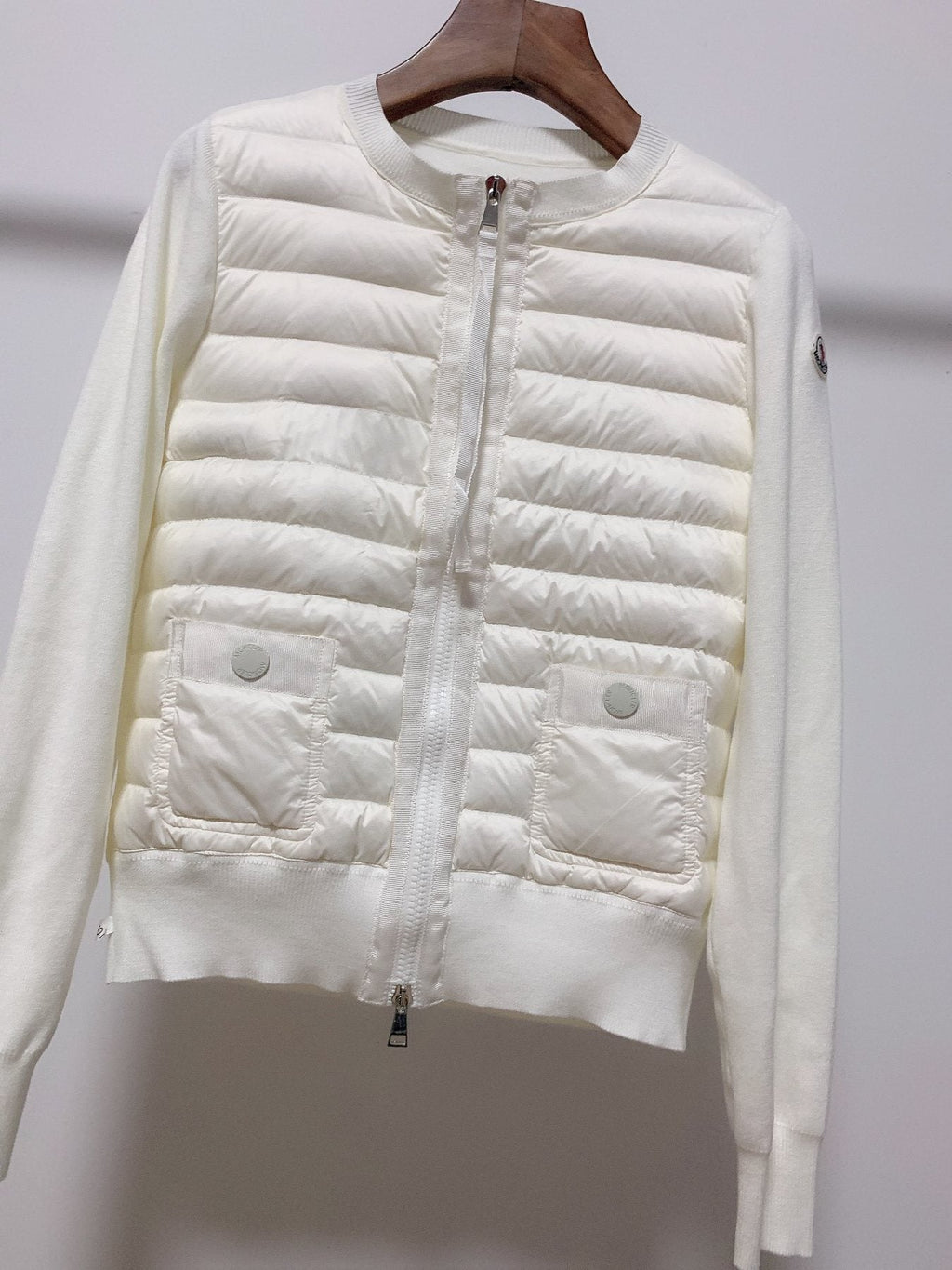 Moncler Women's Quilted Knit-Sleeve Zip-Front Jacket