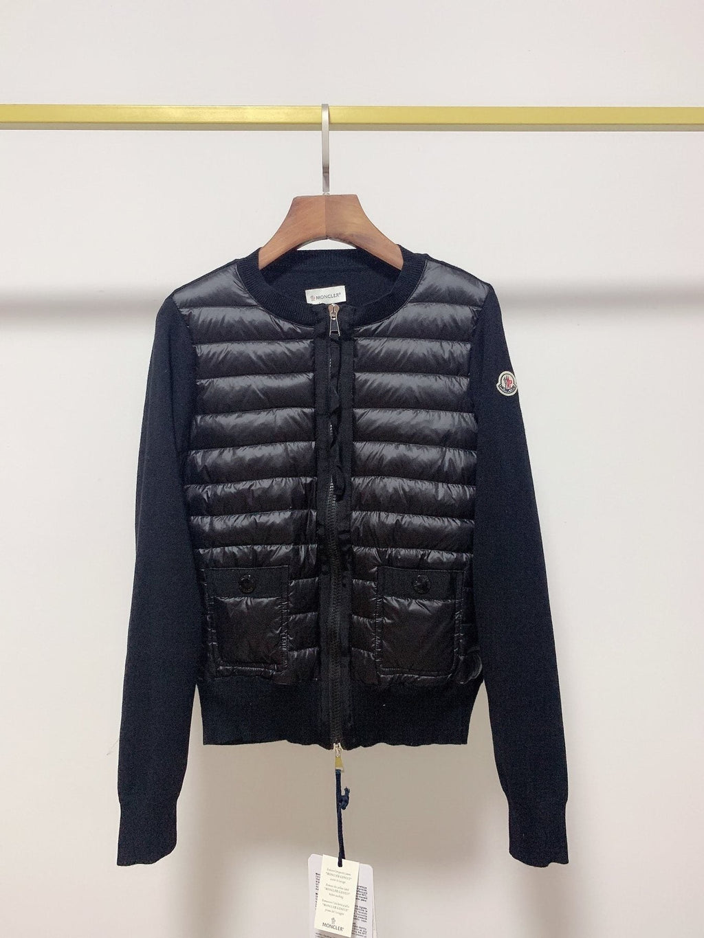 Moncler Women's Quilted Knit-Sleeve Zip-Front Jacket