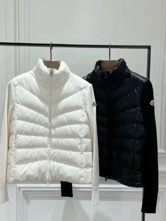 Moncler Quilted Knit Sleeve Down Jacket