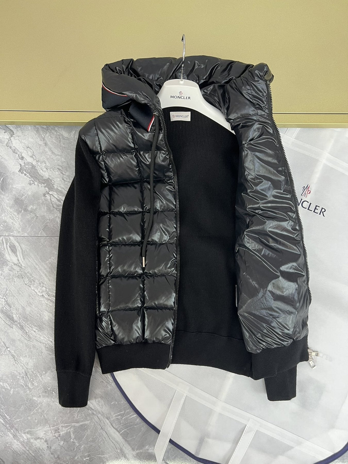 Moncler Hooded Knit Quilted Jacket