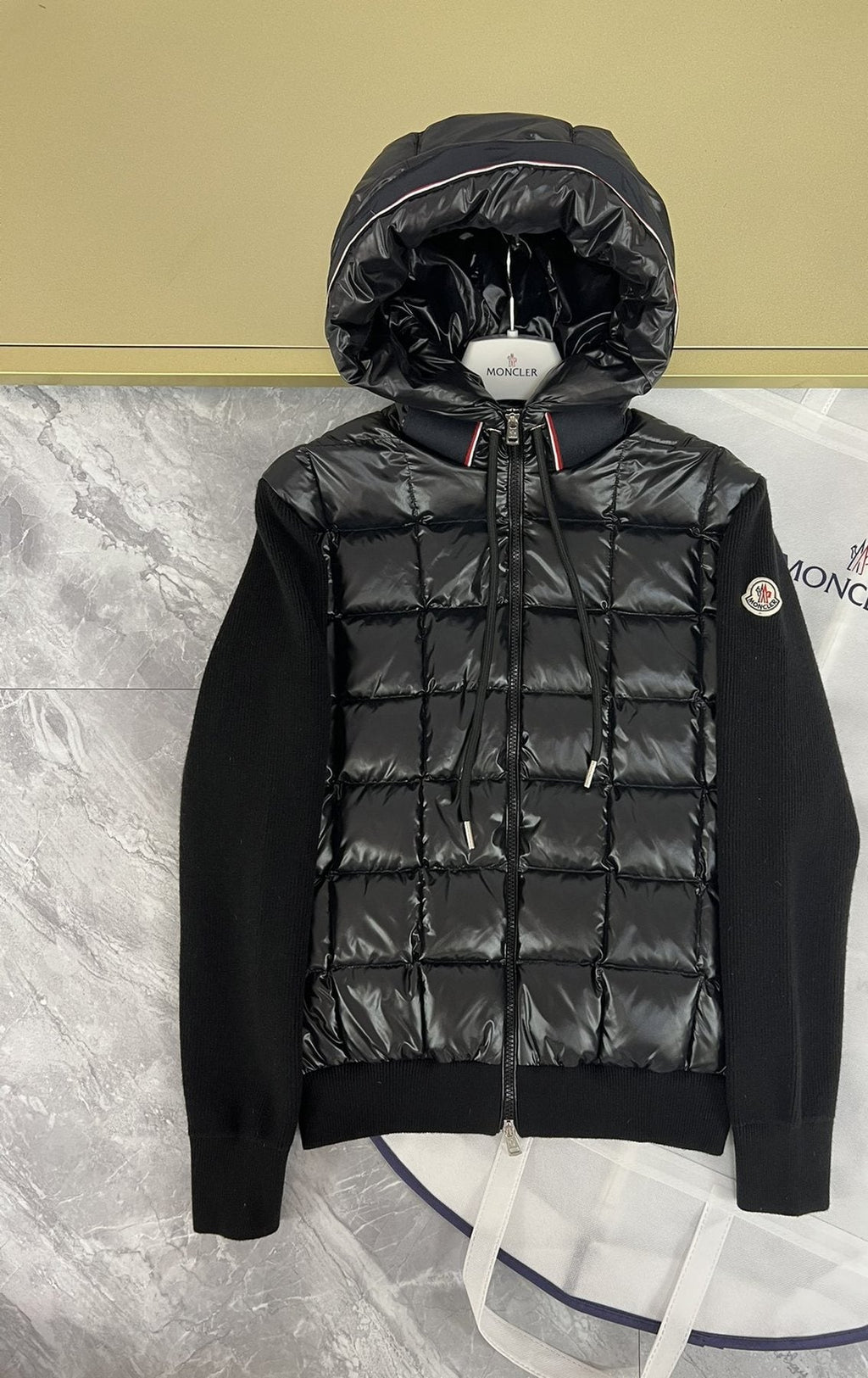 Moncler Quilted-Front Hooded Zip Jacket