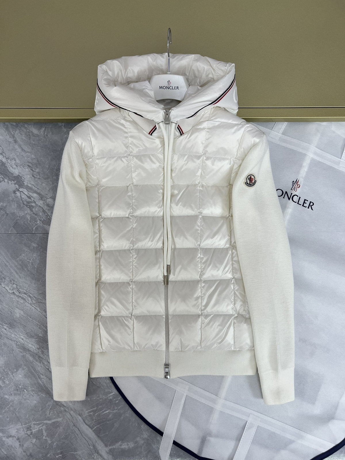 Moncler Hooded Knit Quilted Jacket