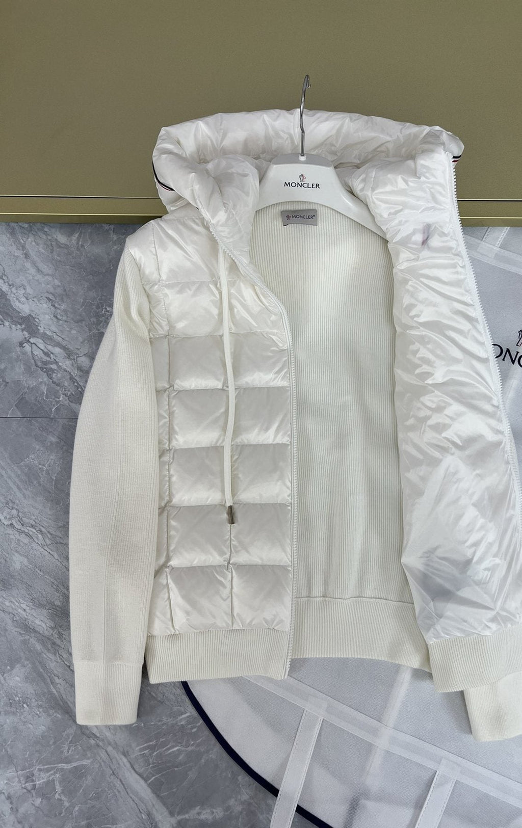 Moncler Quilted-Front Hooded Zip Jacket