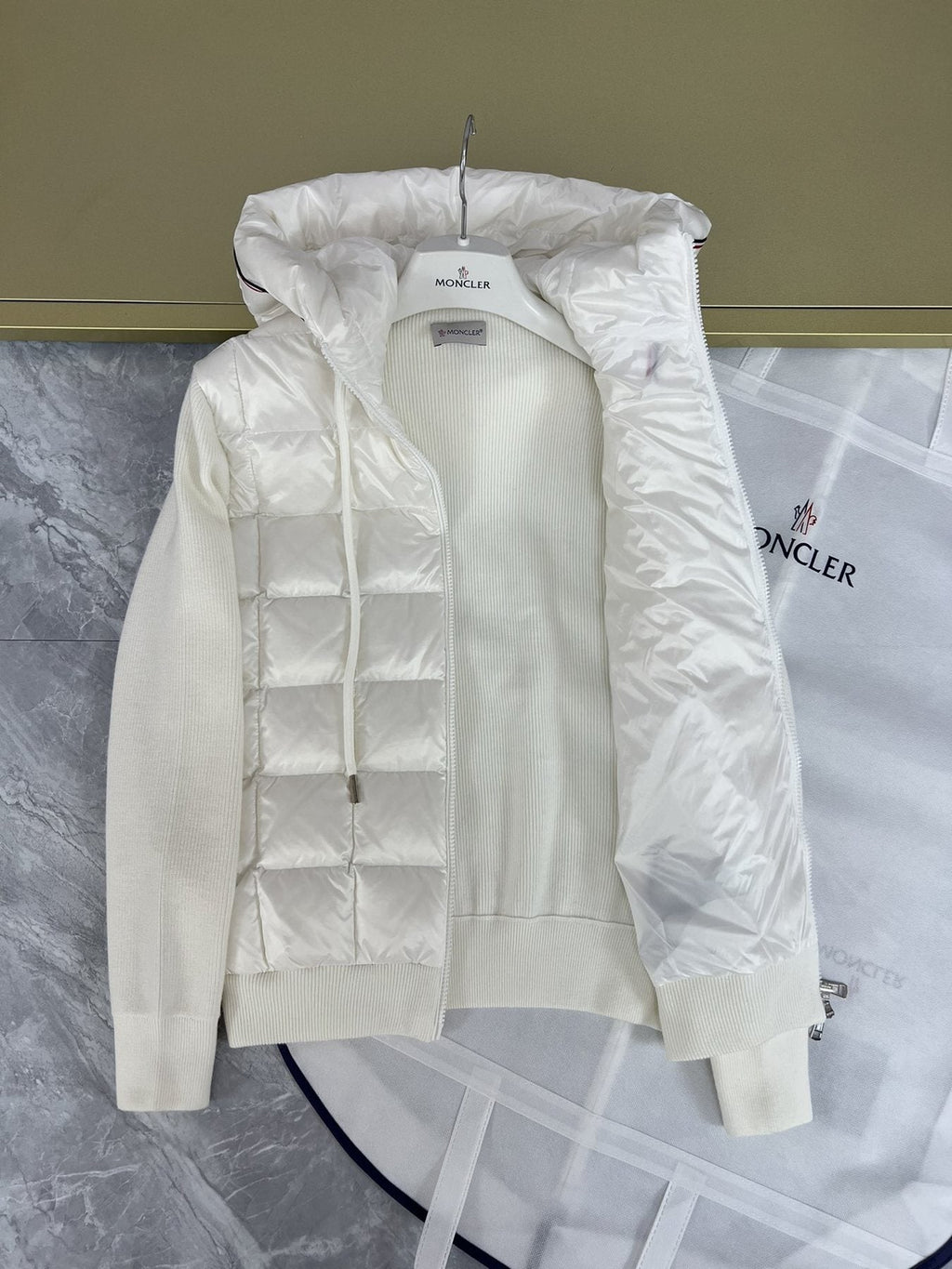 Moncler Hooded Knit Quilted Jacket