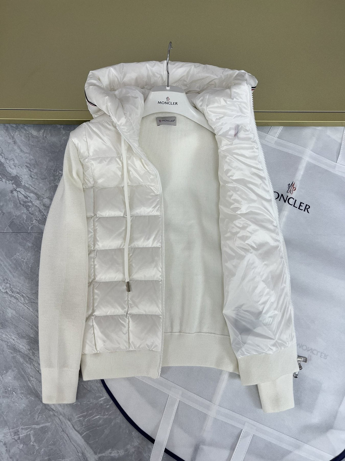 Moncler Hooded Knit Quilted Jacket