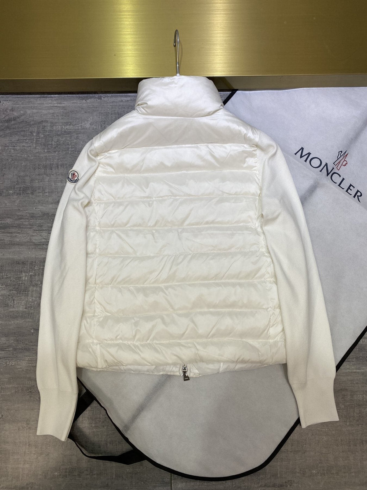 Moncler Women's Knit-Sleeve Hybrid Puffer Jacket