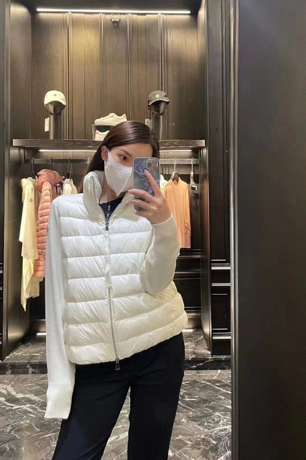 Moncler Women's Knit-Sleeve Hybrid Puffer Jacket