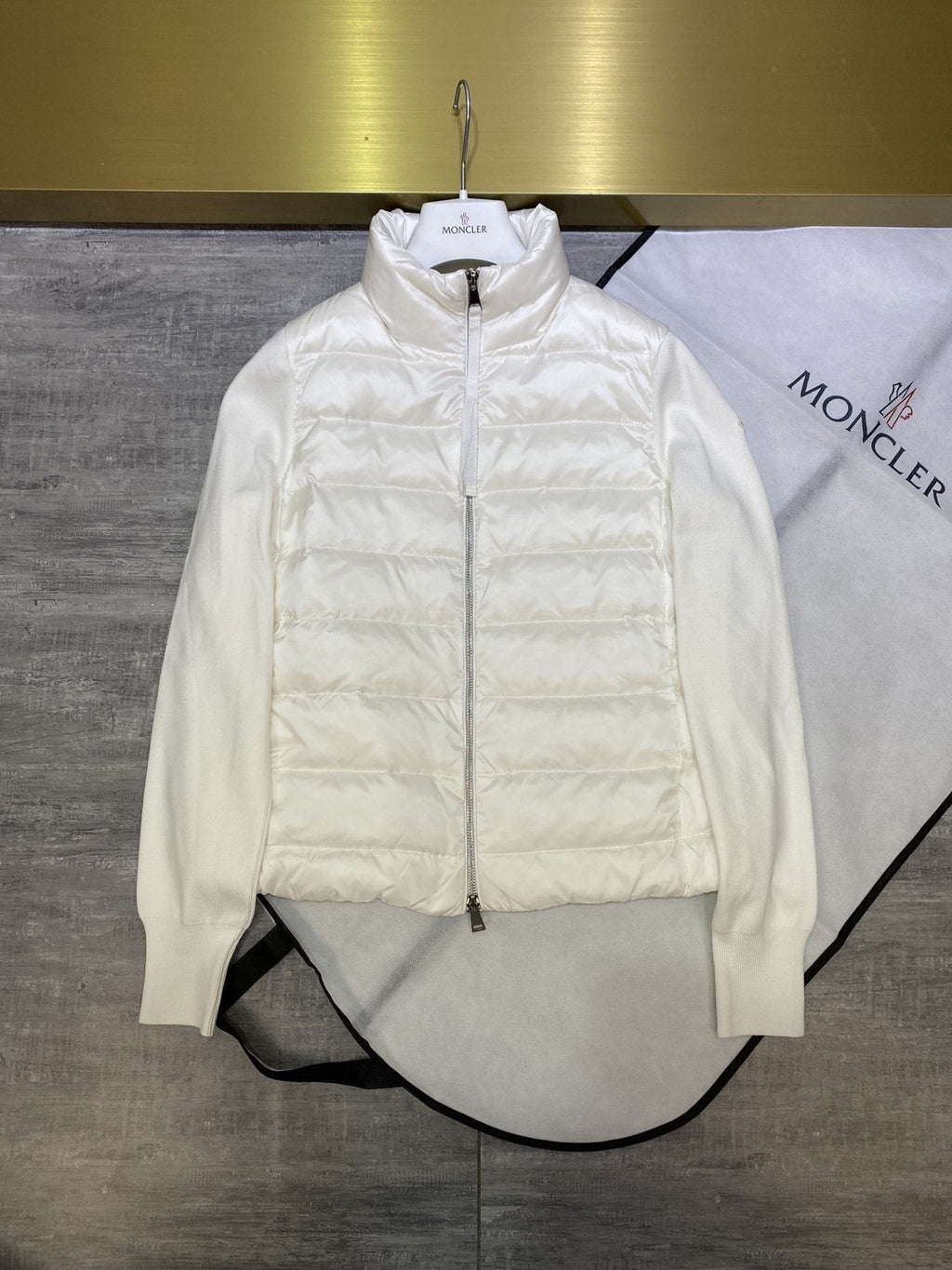 Moncler Women's Knit-Sleeve Hybrid Puffer Jacket