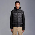 Moncler Men's Hooded Knit-Sleeve Down Jacket