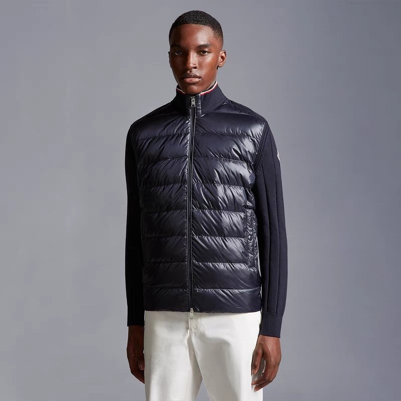 Moncler Quilted Knit-Sleeve Jacket