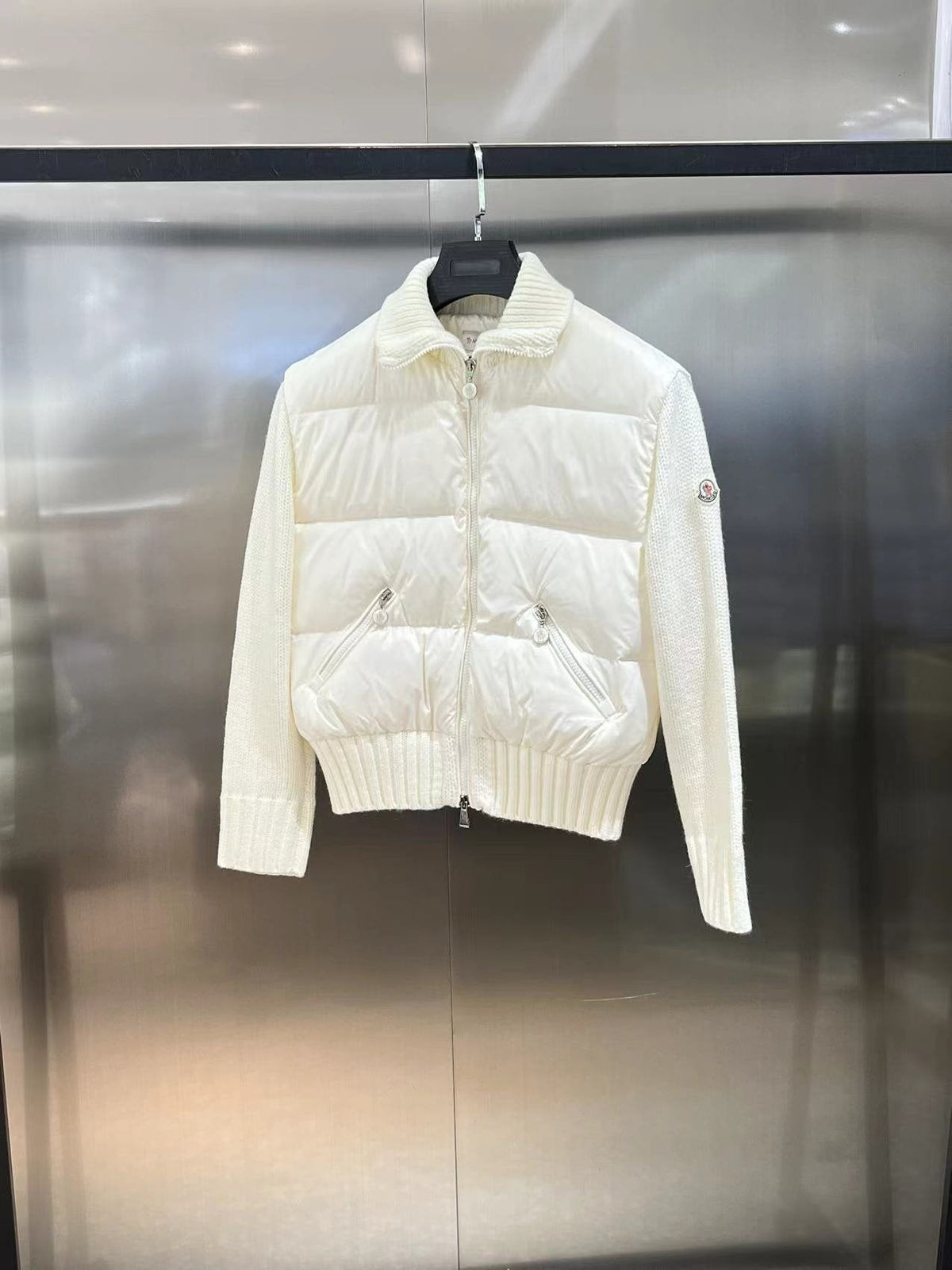 Moncler Women's Knit Sleeve Down Jacket