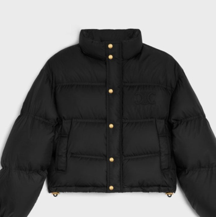 Celine Black Cropped Quilted Puffer Coat