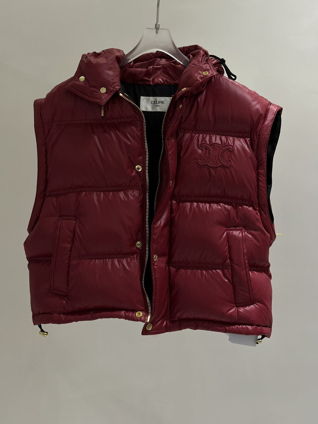 CELINE Down Coat Women's Convertible Hooded Puffer Coat