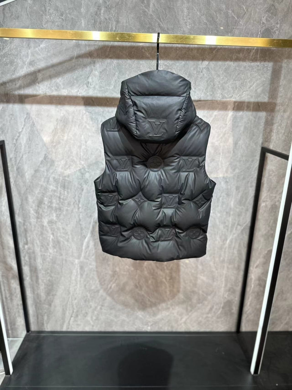 LV Tonal Monogram Hooded Quilted Vest