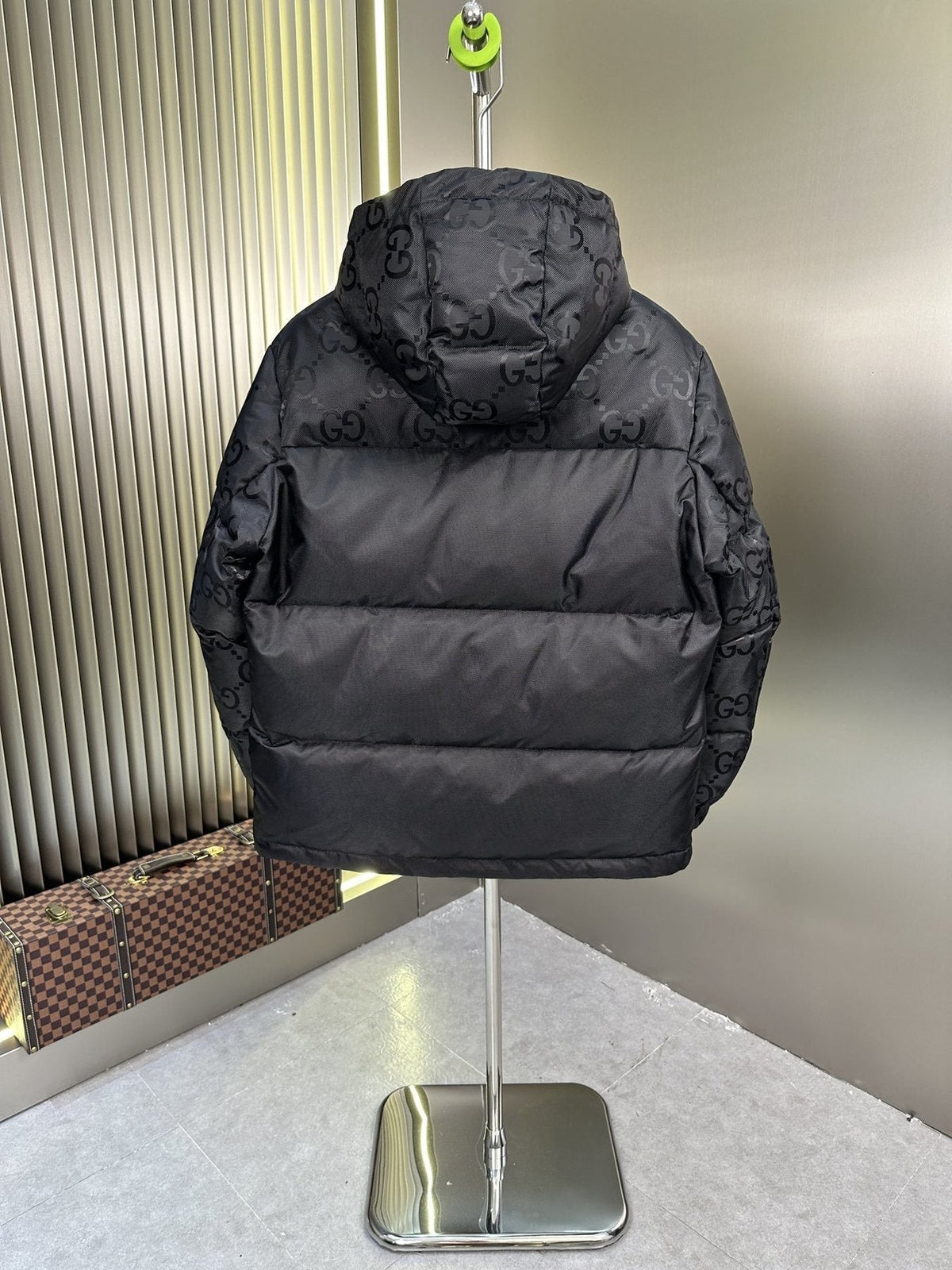 GUCCI Hooded Patterned-Panel Puffer Jacket