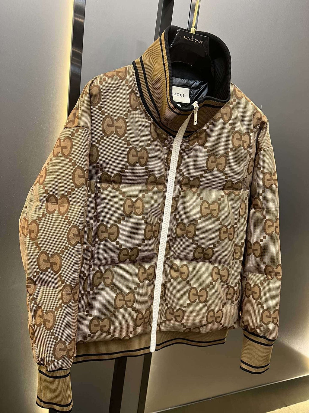 GUCCI Beige Monogram Short Down Jacket