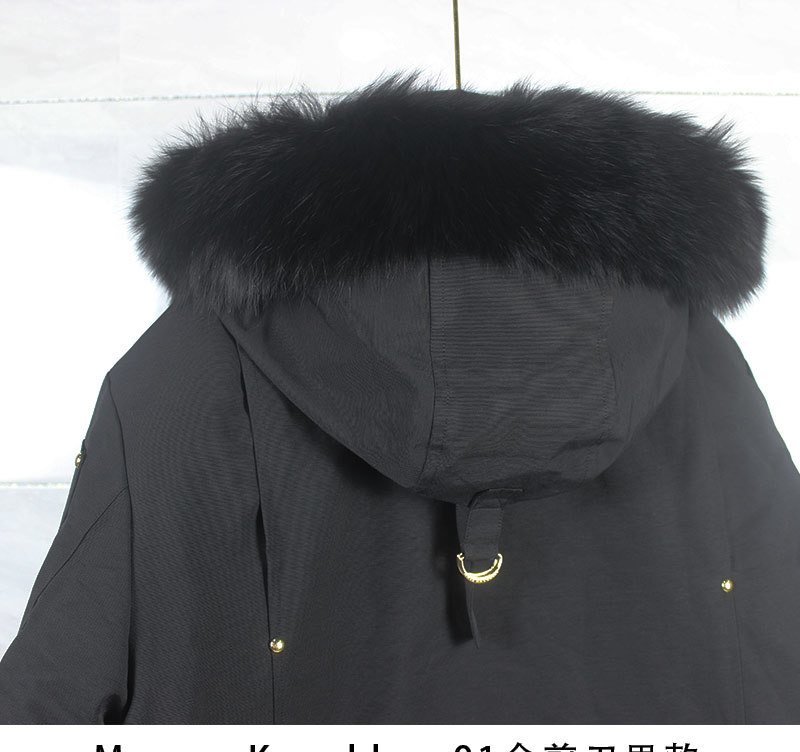 Moose Knuckles Black Fur-Trim Hood Gold-Lined Parka