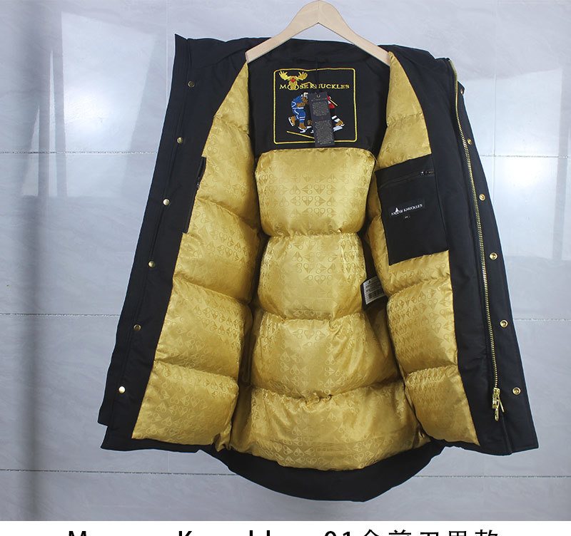 Moose Knuckles Black Fur-Trim Hood Gold-Lined Parka
