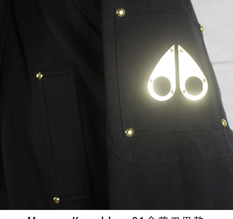 Moose Knuckles Black Fur-Trim Hood Gold-Lined Parka