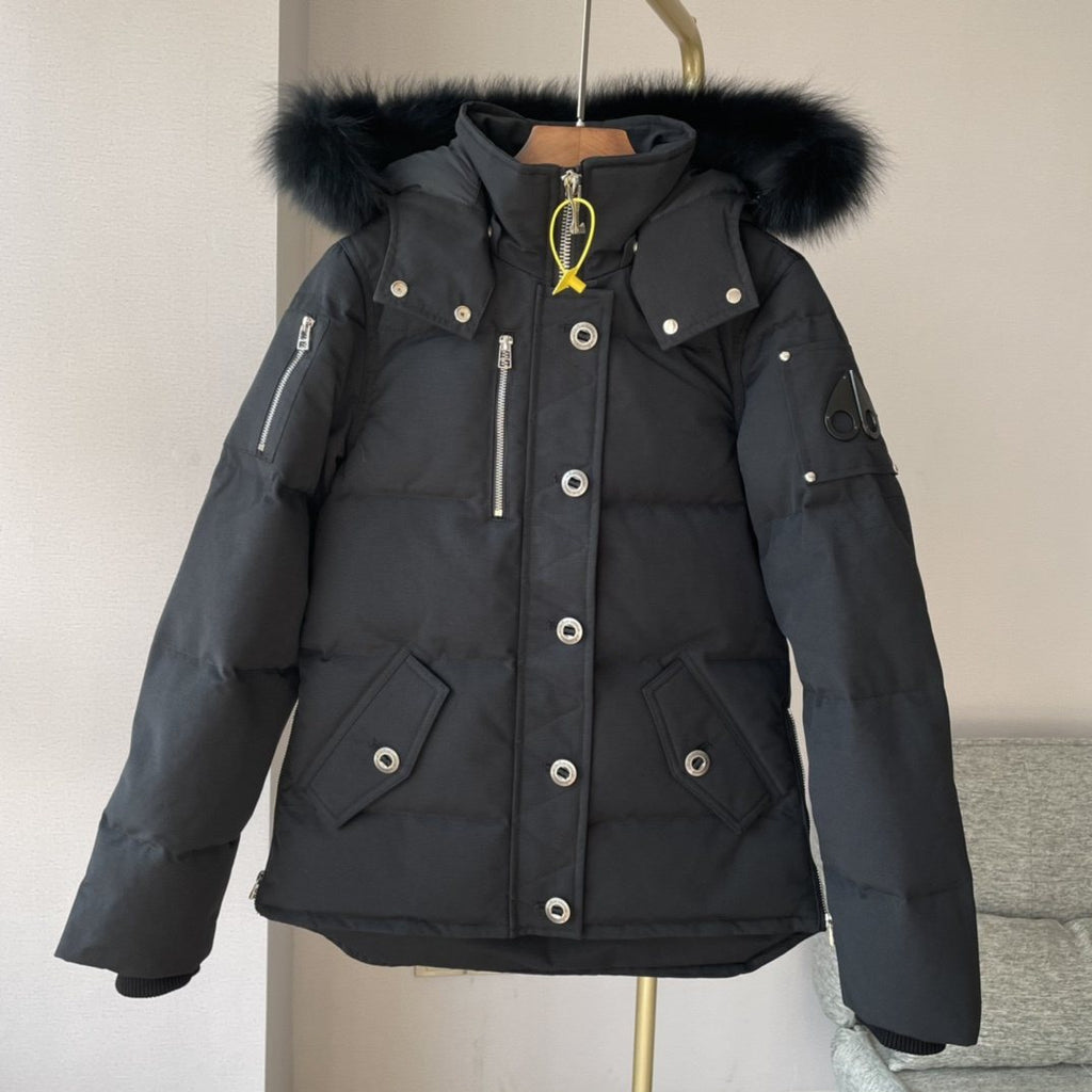 Moose Knuckles Women's Fur-Trim Hood Short Down Jacket