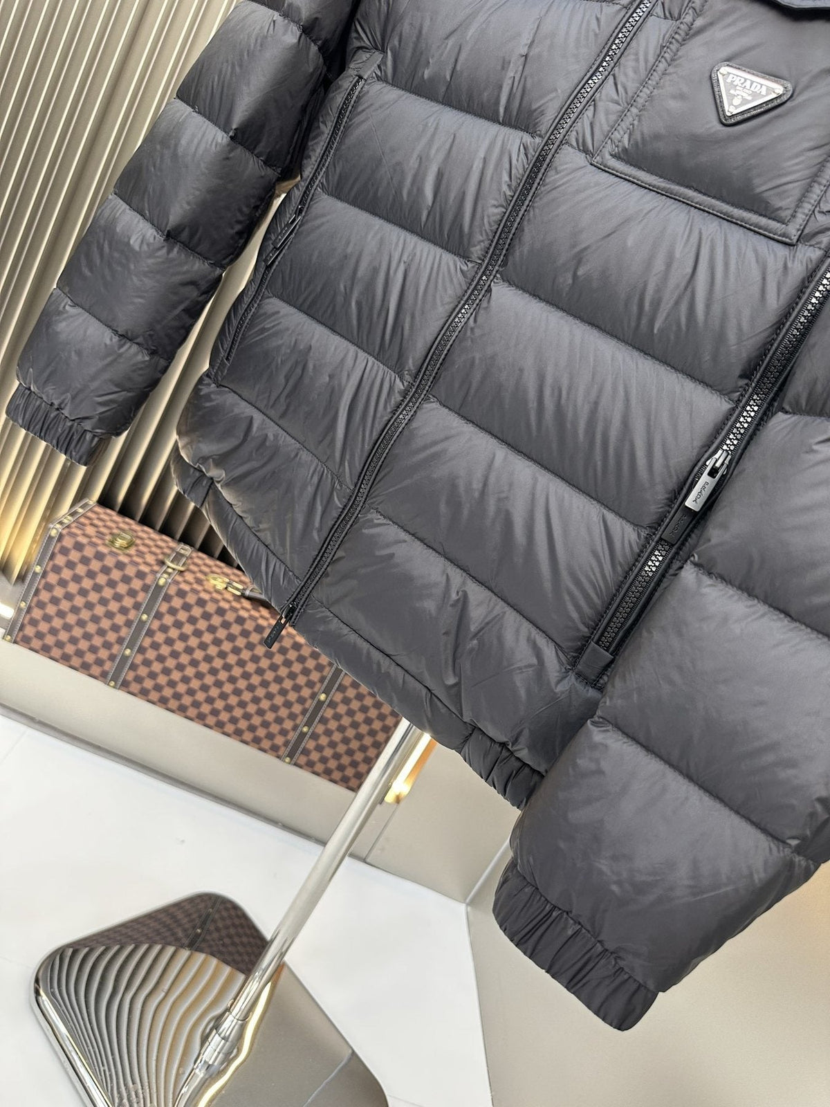 Prada Black Hooded Puffer Jacket