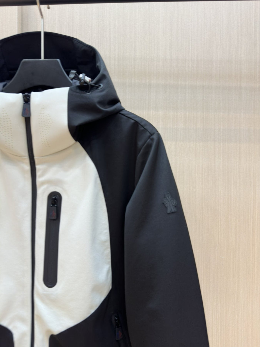 Moncler Color-Block Hooded Puffer Coat