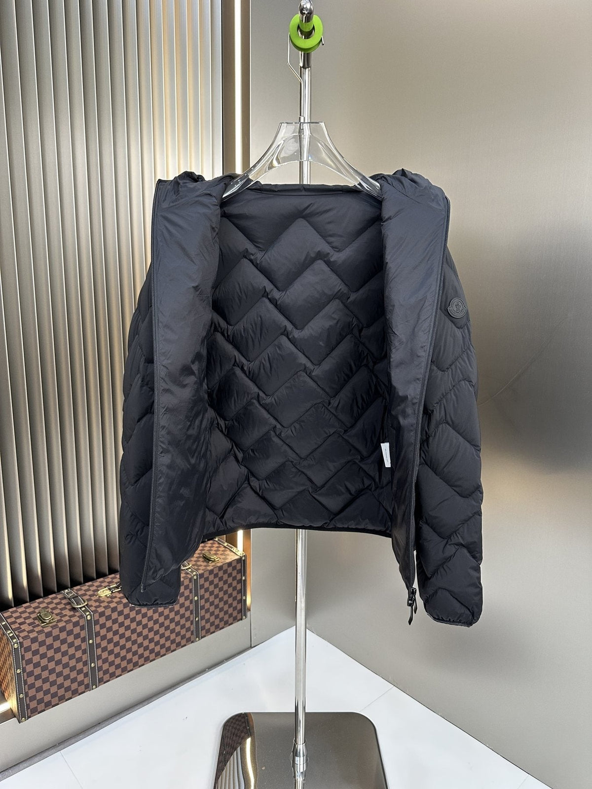 Moncler Chevron-Quilted Hooded Puffer Coat