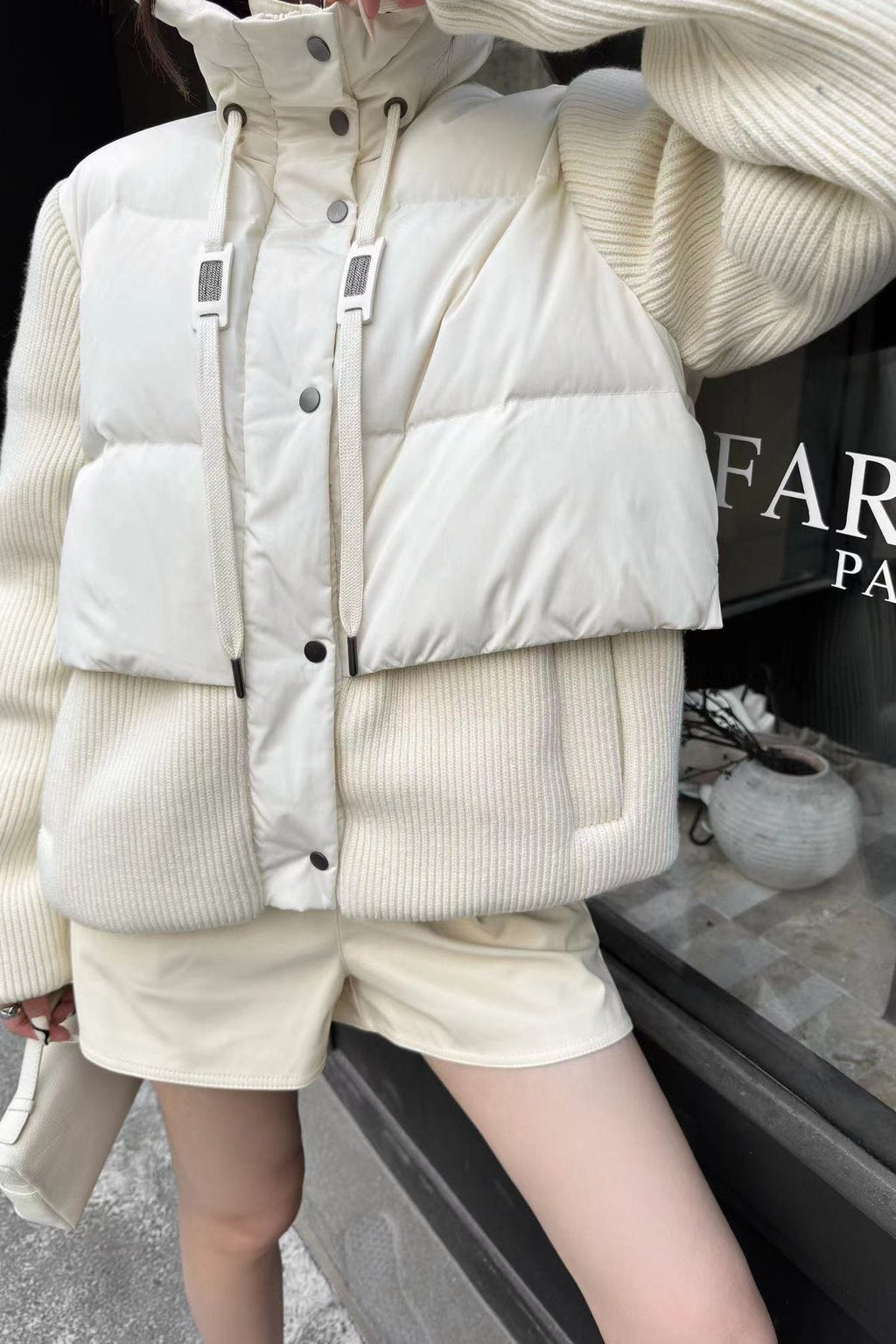 Moncler Hooded Knit-Sleeve Puffer Jacket
