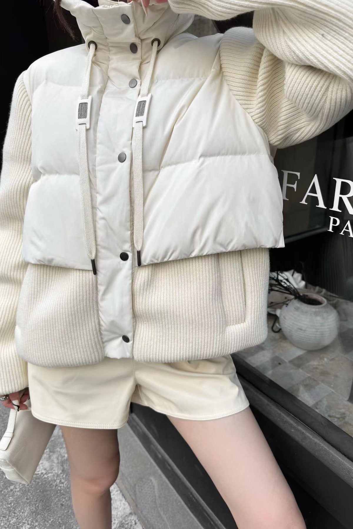 Moncler Hooded Knit-Sleeve Puffer Jacket