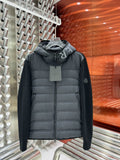 Moncler Grey Quilted Knit-Sleeve Hooded Puffer Jacket
