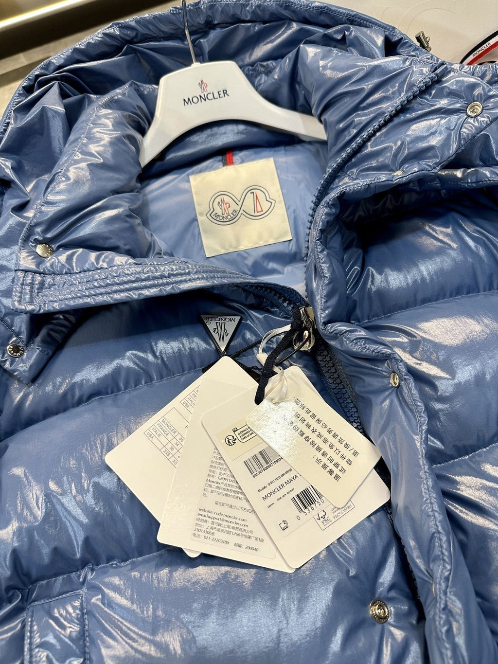 Moncler Maya 70 High-Shine Hooded Puffer Coat