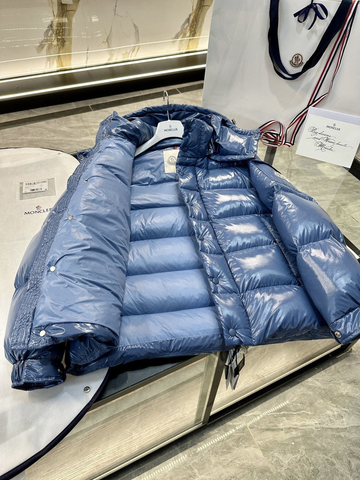 Moncler Maya 70 High-Shine Hooded Puffer Coat