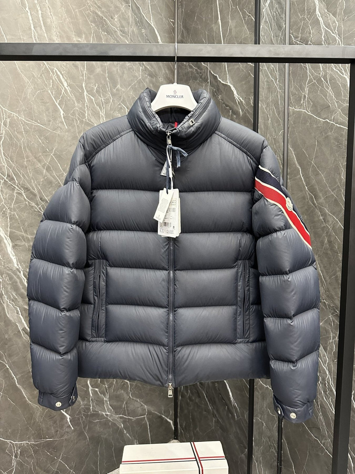 Moncler Tricolor-Trim Puffer Coat