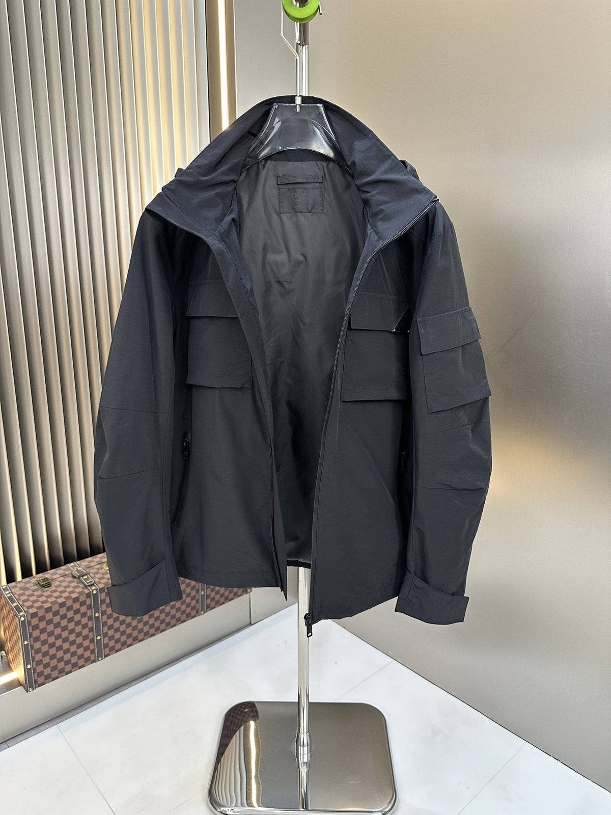 Prada Black Hooded Utility Jacket