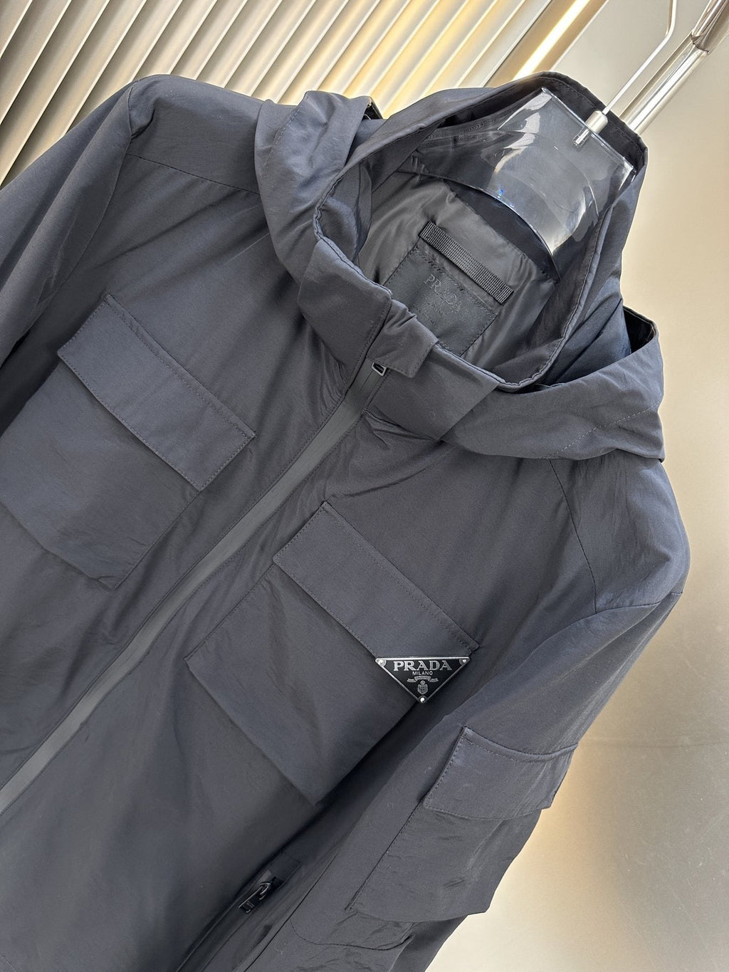 Prada Black Hooded Utility Jacket