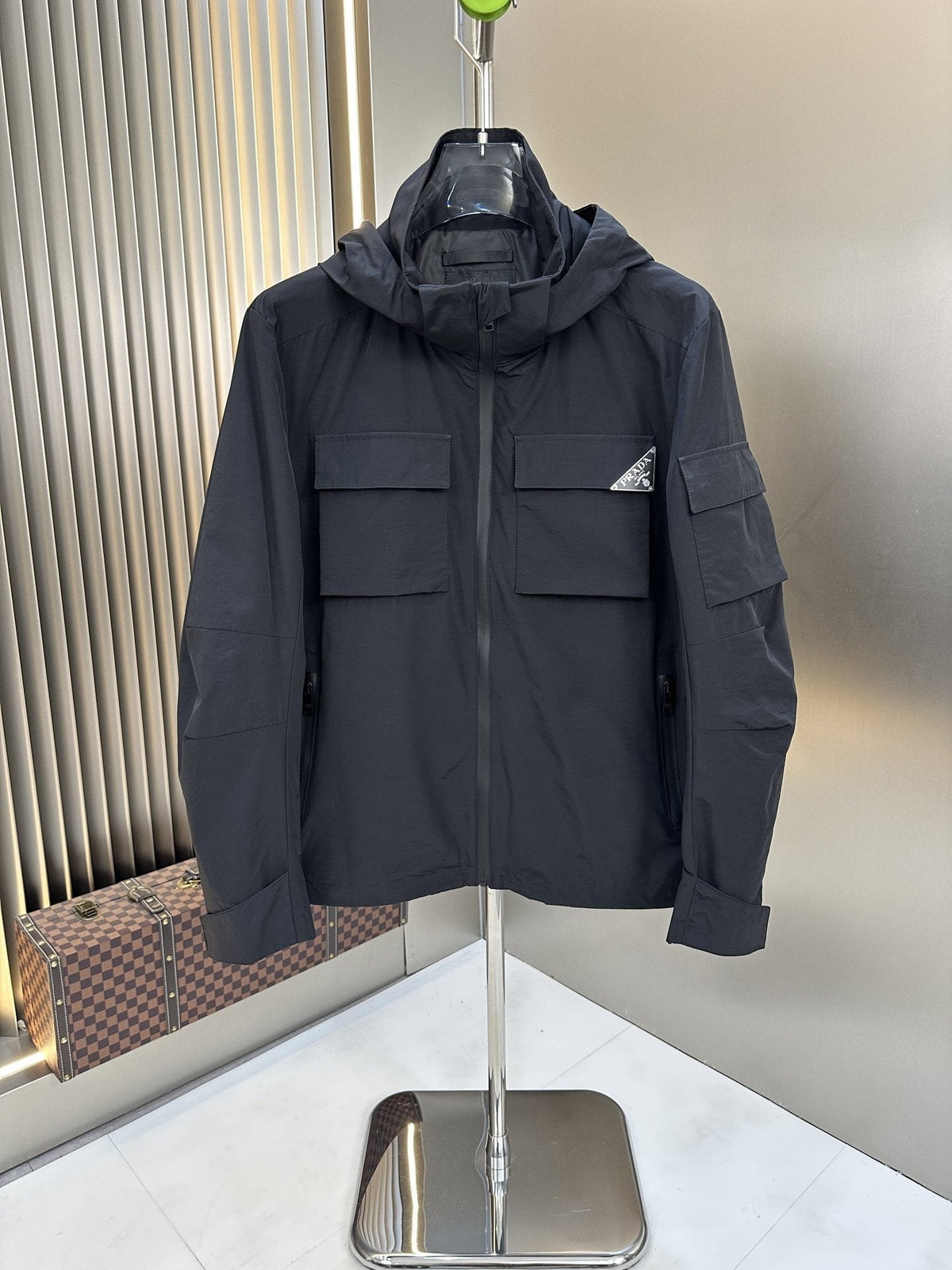 Prada Black Hooded Utility Jacket