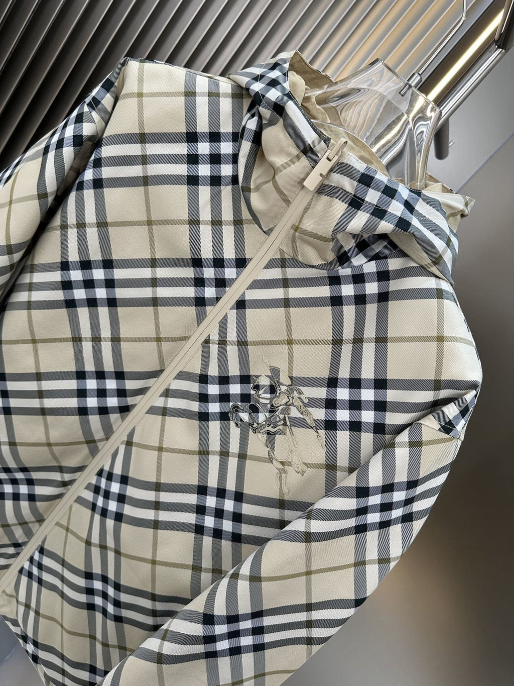 Burberry Reversible Beige Check Hooded Jacket