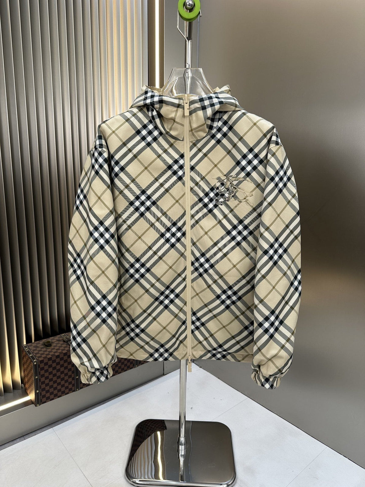 Burberry Reversible Beige Check Hooded Jacket
