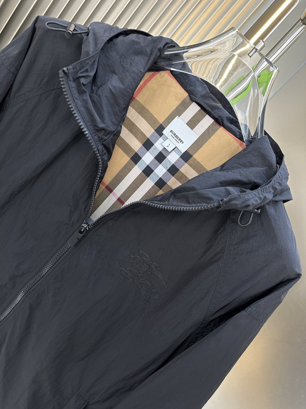 Burberry Hooded Check-Lined Zip Jacket