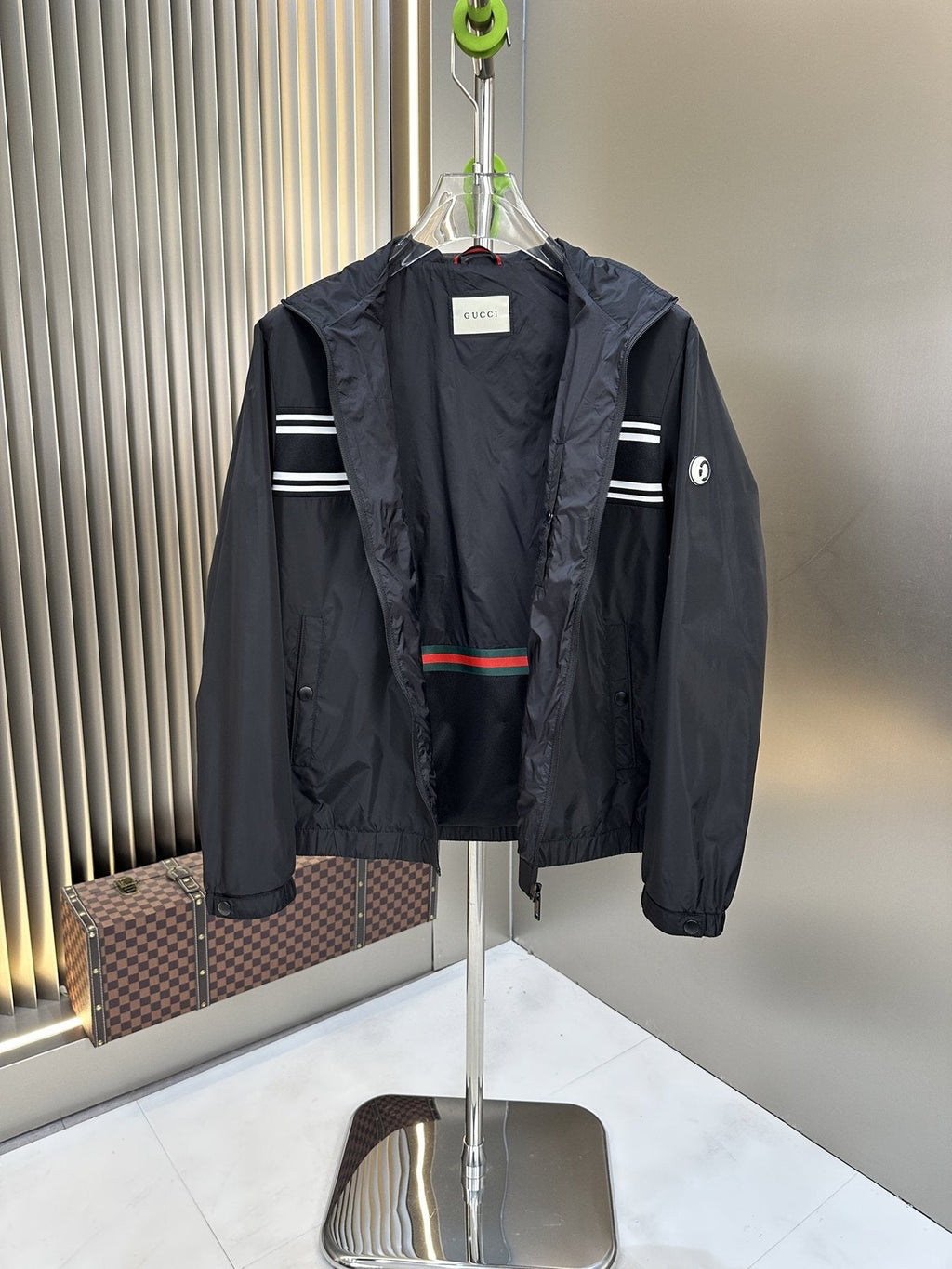 Gucci Chest Stripe Zip-Front Jacket