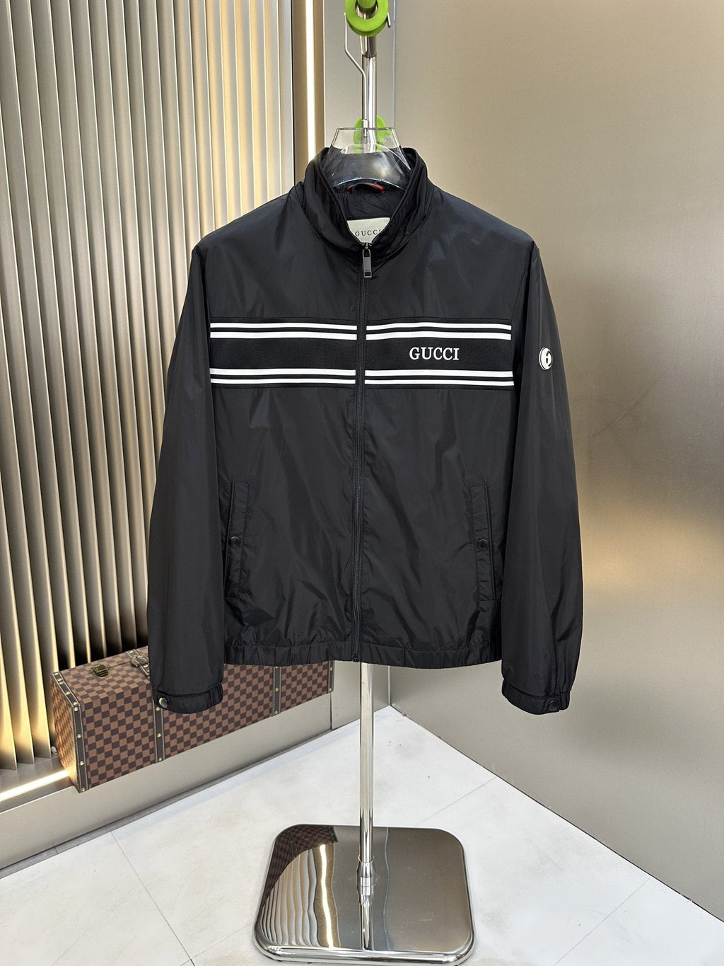 Gucci Chest Stripe Zip-Front Jacket