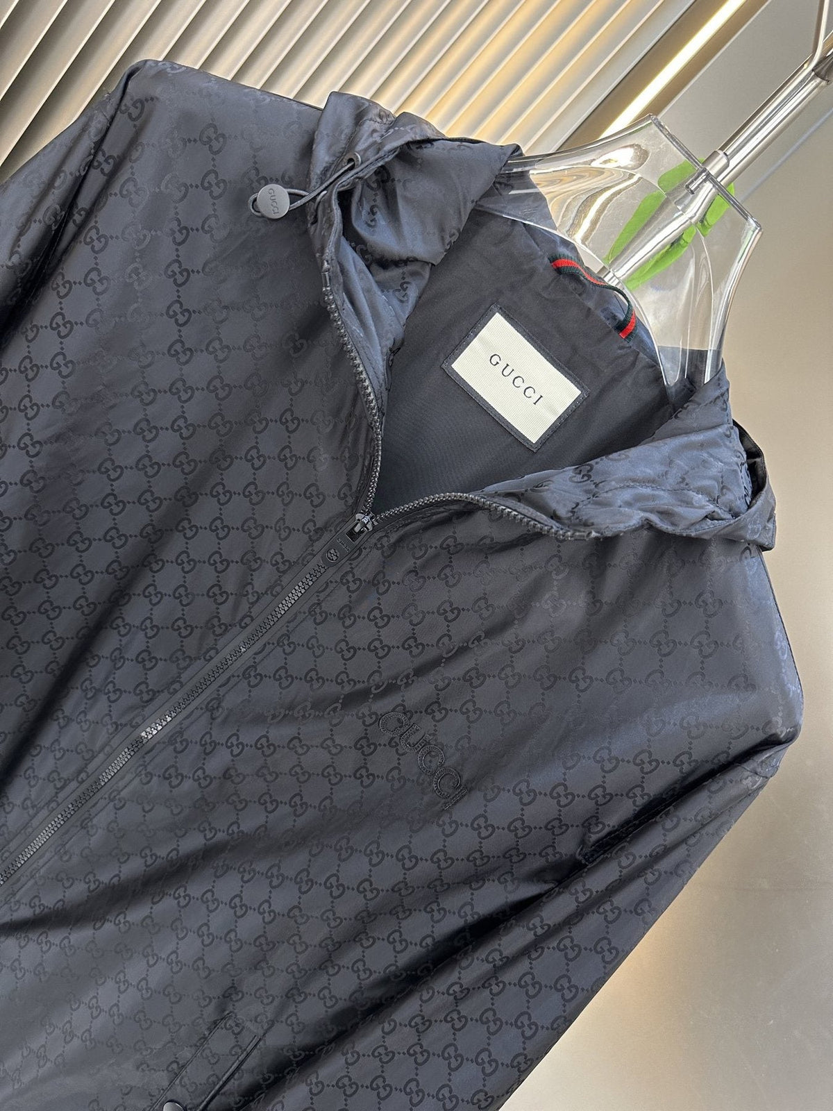 Gucci Tonal Monogram Hooded Zip Jacket