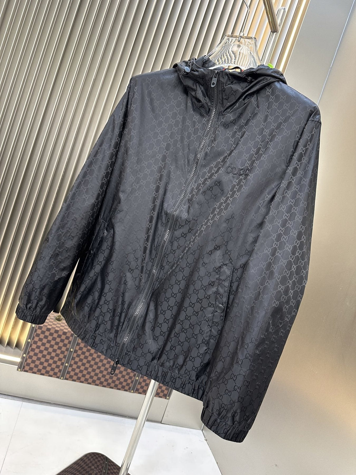 Gucci Tonal Monogram Hooded Zip Jacket
