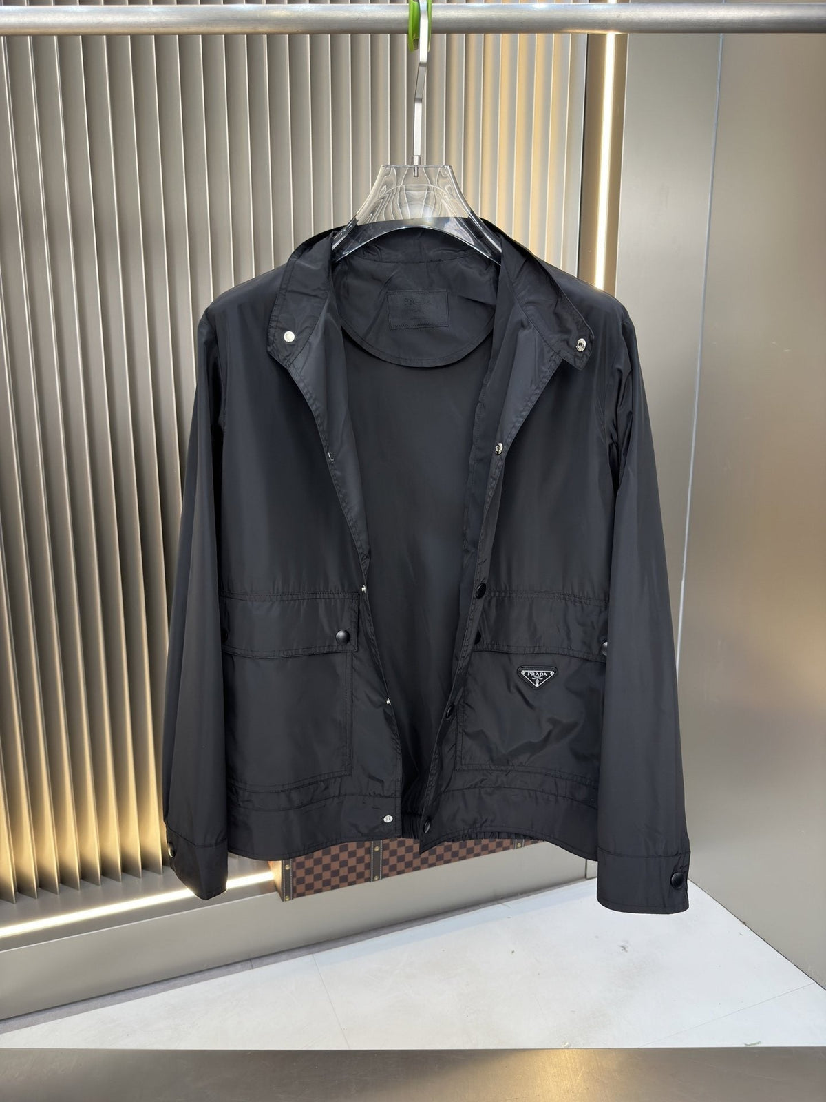 Prada Stand Collar Zip-Front Jacket